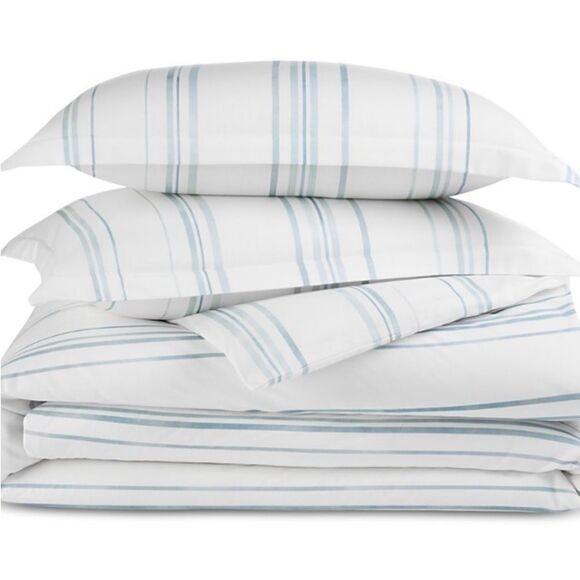 Sky Bristol Stripes King Duvet Set with 2 king Shams - Picture 1 of 9